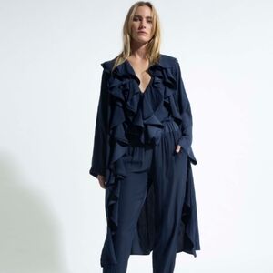 NWT Mela Purdie Rufflet Coat in‎ Midnight SZ 6/ XXL